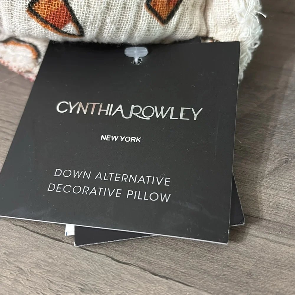 Cynthia Rowley Halloween Pillow Ghost Pumpkin Decor Fringed Accent Throw PILLOW